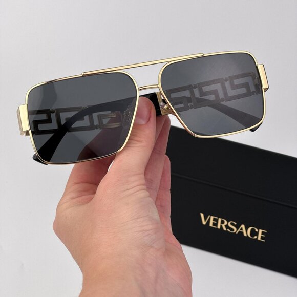 Versace VE2290 Sunglasses – Gold / Dark Grey Metal (100287) - Picture 1 of 9